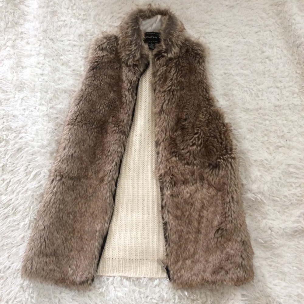 Zip up fur vest